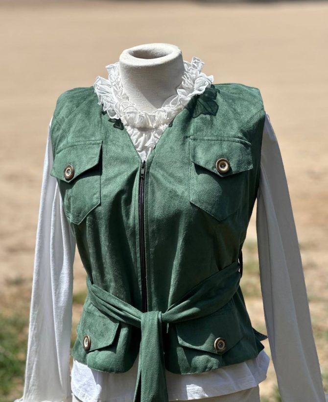 Chalequillo Mujer Verde Cremallera