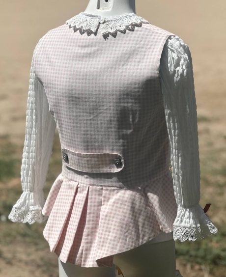 Chalequillo Niña Cuadros Rosa