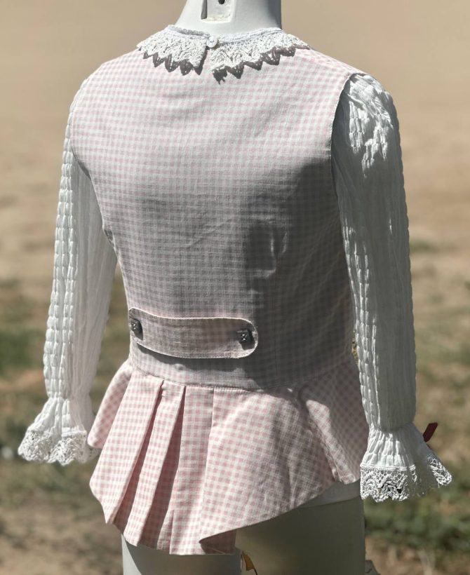 Chalequillo Niña Cuadros Rosa