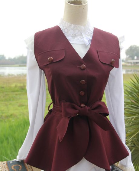 Chalequillo Mujer Burdeos Volante