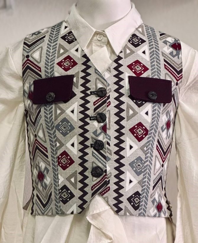 Chalequillo Niña Étnico Burdeos