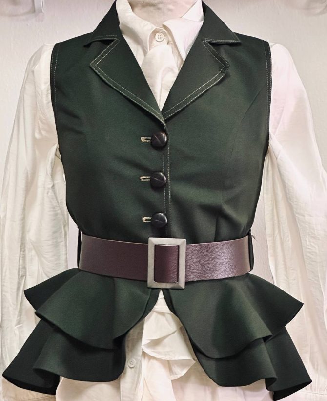 Chalequillo Mujer Verde Con Doble Volante