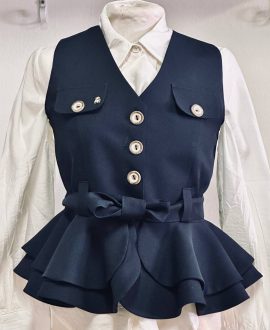 Chalequillo Azul Marino Mujer Doble Volante