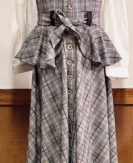 Vestido Mujer a Cuadros Gris