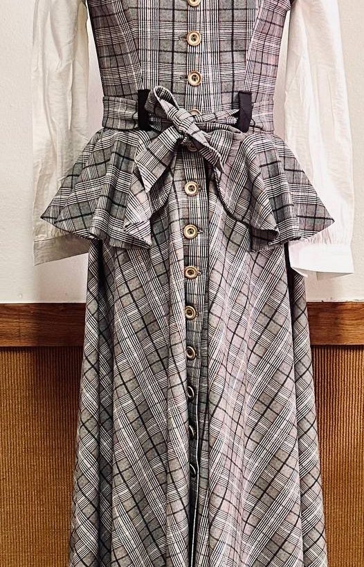 Vestido Mujer a Cuadros Gris