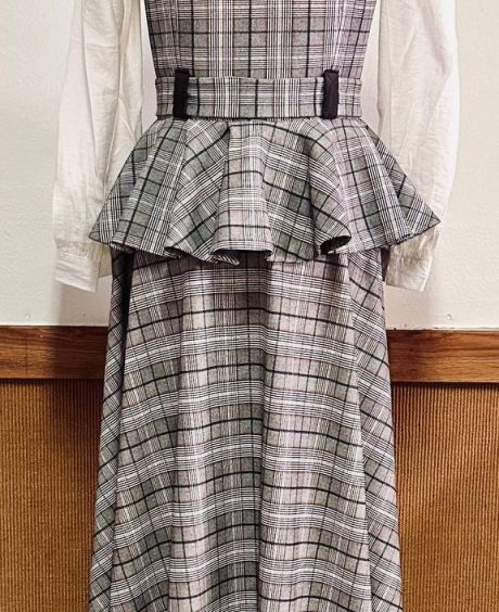 Vestido Mujer a Cuadros Gris