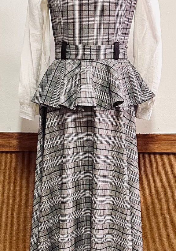 Vestido Mujer a Cuadros Gris